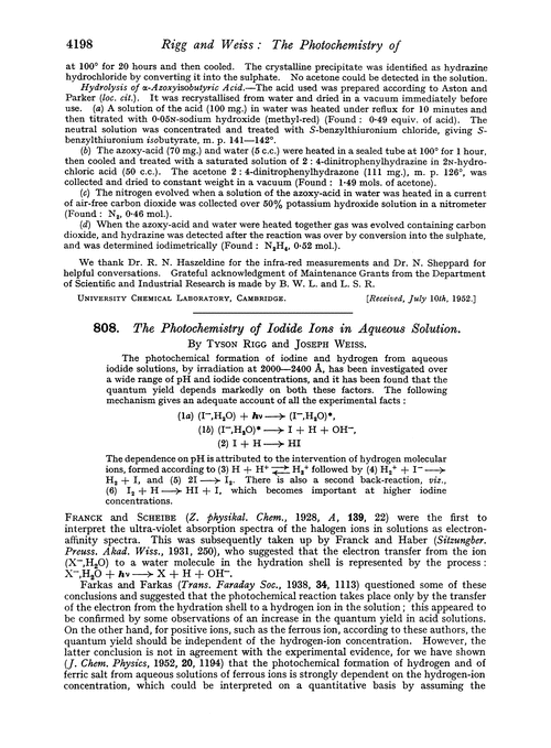 808. The photochemistry of iodide ions in aqueous solution