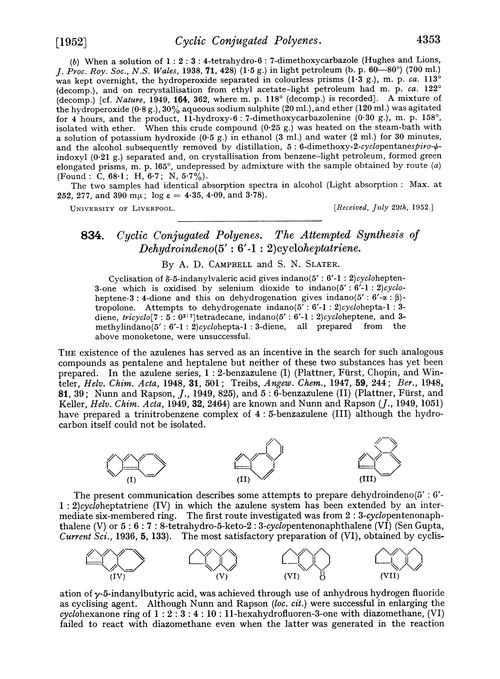 834. Cyclic conjugated polyenes. The attempted synthesis of dehydroindeno(5′ : 6′-1 : 2)cycloheptatriene