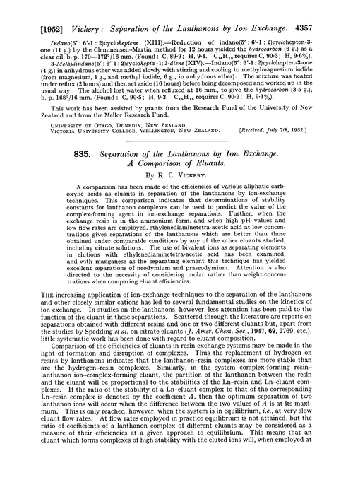 835. Separation of the lanthanons by ion exchange. A comparison of eluants