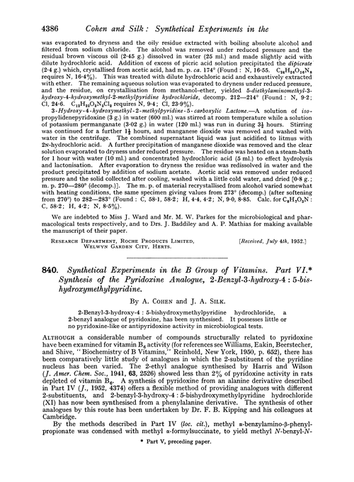 840. Synthetical experiments in the B group of vitamins. Part VI. Synthesis of the pyridoxine analogue, 2-benzyl-3-hydroxy-4 : 5-bis-hydroxymethylpyridine
