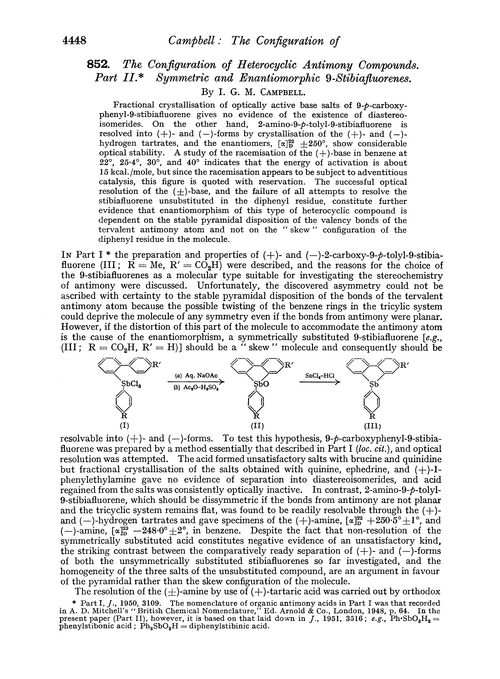 852. The configuration of heterocyclic antimony compounds. Part II. Symmetric and enantiomorphic 9-stibiafluorenes