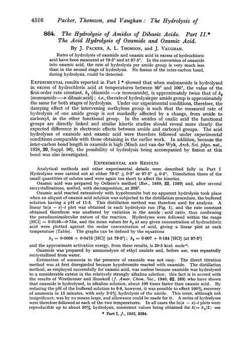 864. The hydrolysis of amides of dibasic acids. Part II. The acid hydrolysis of oxamide and oxamic acid