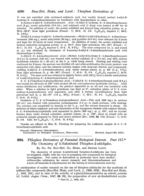 894. Thiophen derivatives of potential biological interest. Part III. The chemistry of 5-substituted thiophen-2-aldehydes