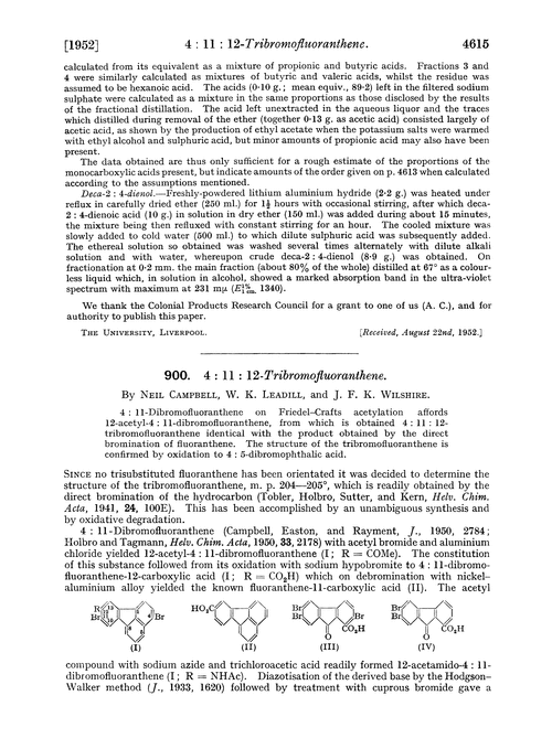 900. 4 : 11 : 12-Tribromofluoranthene