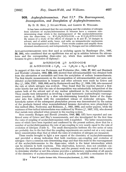 909. Acylarylnitrosamines. Part VI. The rearrangement, decomposition, and deacylation of acylarylnitrosamines