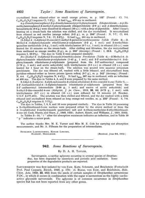 942. Some reactions of sarverogenin