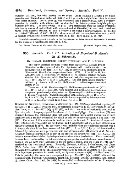950. Steroids. Part V. Oxidation of ergosteryl-D acetate 22 : 23-dibromide