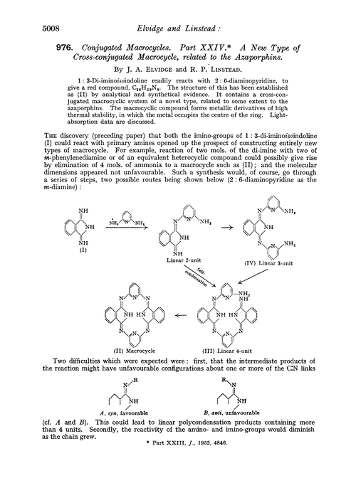 976. Conjugated macrocycles. Part XXIV. A new type of cross-conjugated macrocycle, related to the azaporphins