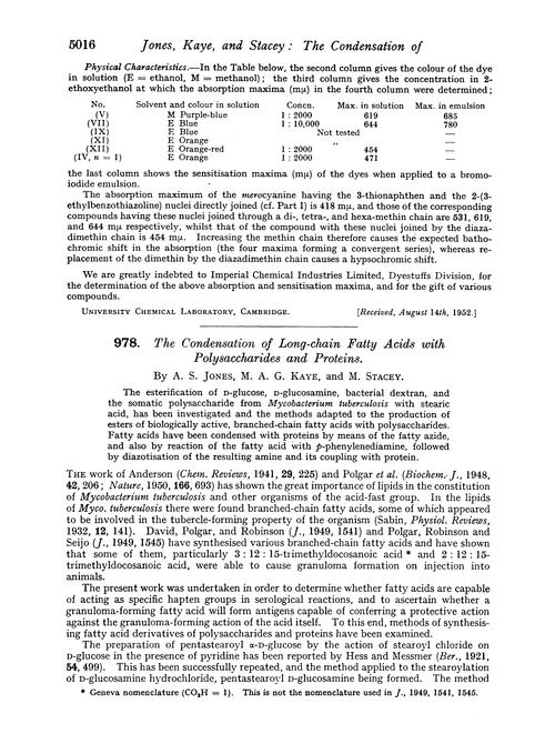 978. The condensation of long-chain fatty acids with polysaccharides and proteins