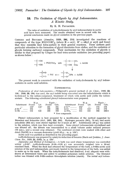 18. The oxidation of glycols by aryl iodosoacetates. A kinetic study