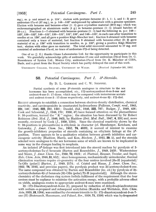 50. Potential carcinogens. Part I. Δ6-Steroids