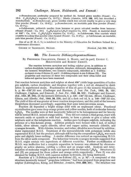 60. The isomeric dithiacyclopentenethiones