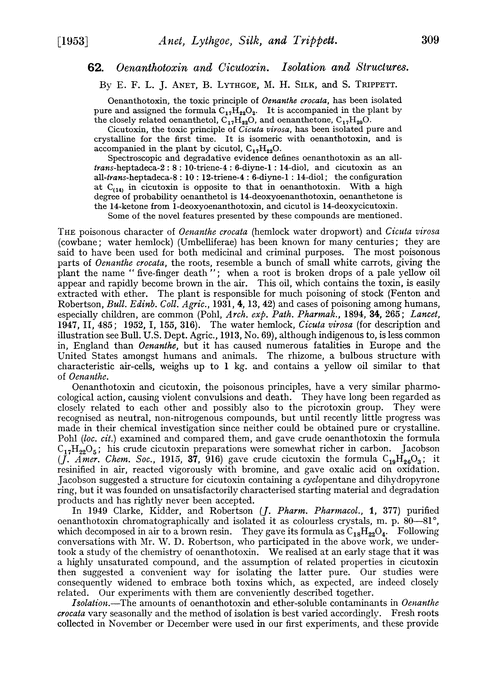 62. Oenanthotoxin and cicutoxin. Isolation and structures