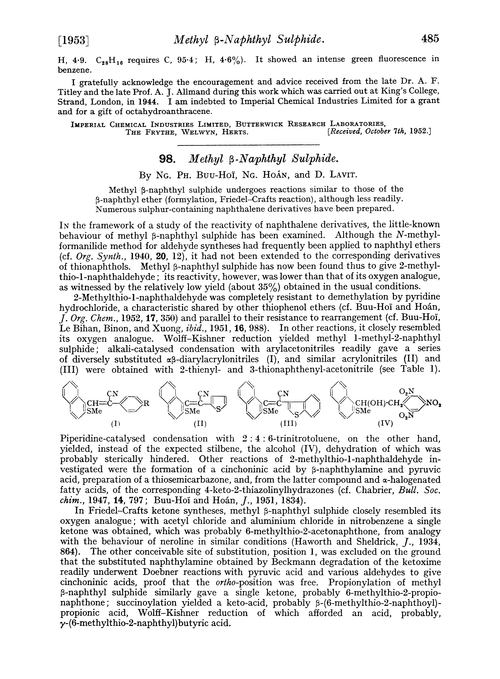 98. Methyl β-naphthyl sulphide