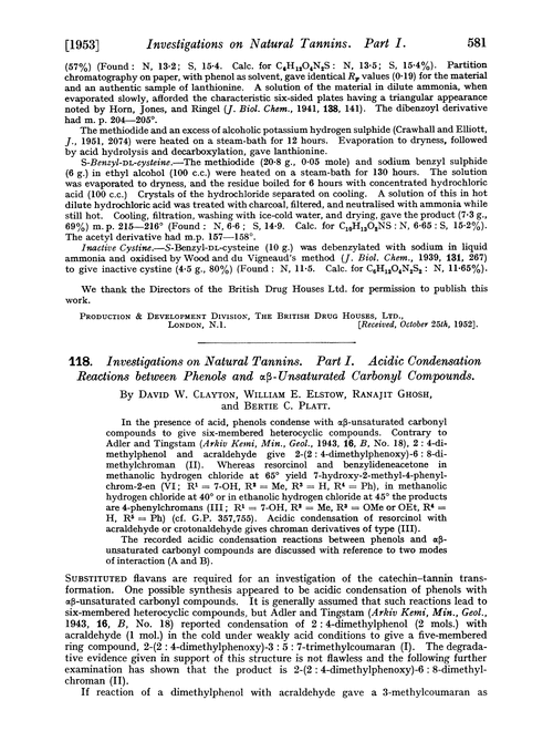 118. Investigations on natural tannins. Part I. Acidic condensation reactions between phenols and αβ-unsaturated carbonyl compounds