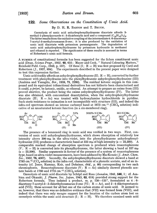 122. Some observations on the constitution of usnic acid