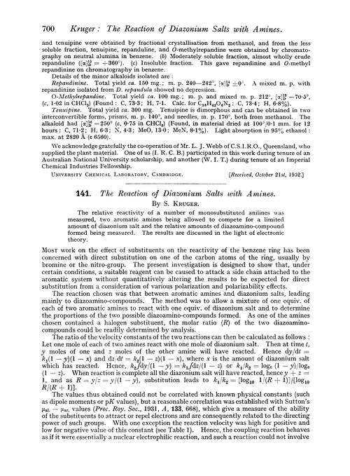 141. The reaction of diazonium salts with amines
