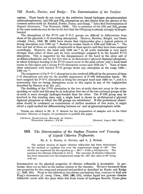 153. The determination of the surface tension and viscosity of liquid chlorine trifluoride