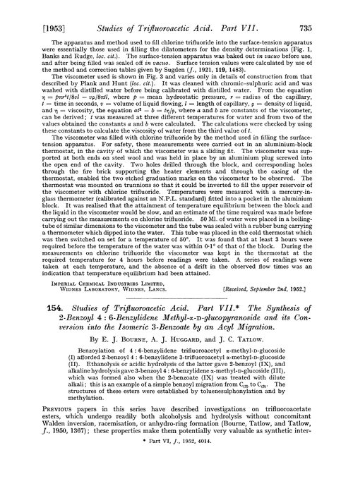 154. Studies of trifluoroacetic acid. Part VII. The synthesis of 2-benzoyl 4 : 6-benzylidene methyl-α-D-glucopyranoside and its conversion into the isomeric 3-benzoate by an acyl migration