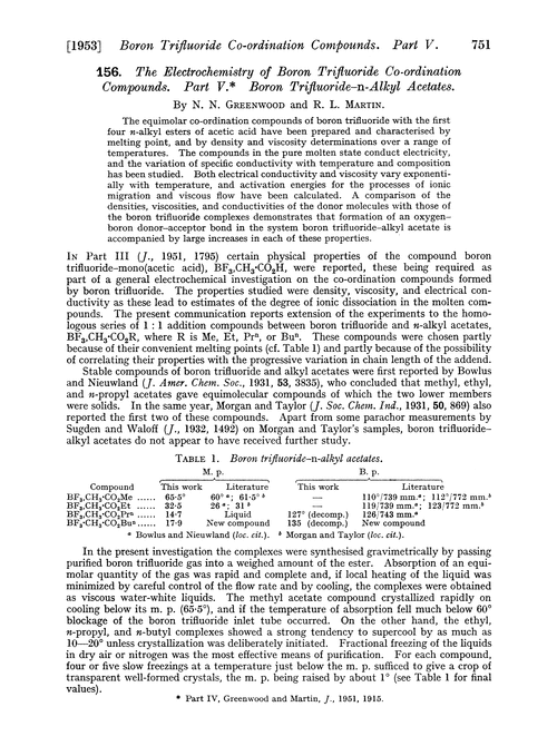 156. The electrochemistry of boron trifluoride co-ordination compounds. Part V. Boron trifluoride-n-alkyl acetates