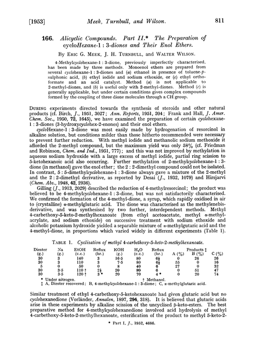 166. Alicyclic compounds. Part II. The preparation of cyclohexane-1 : 3-diones and their enol ethers