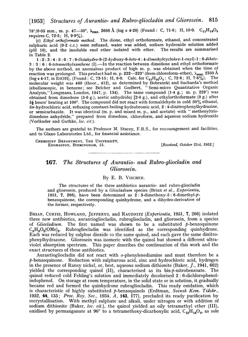 167. The structures of aurantio- and rubro-gliocladin and gliorosein