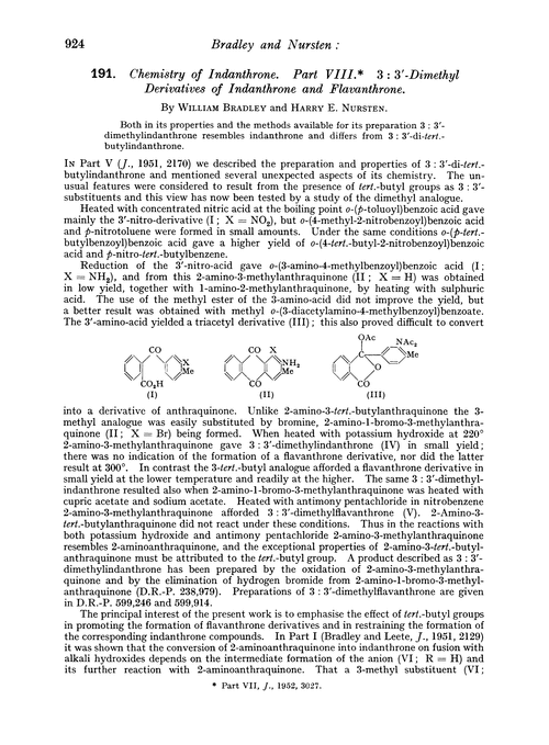 191. Chemistry of indanthrone. Part VIII. 3 : 3′-Dimethyl derivatives of indanthrone and flavanthrone