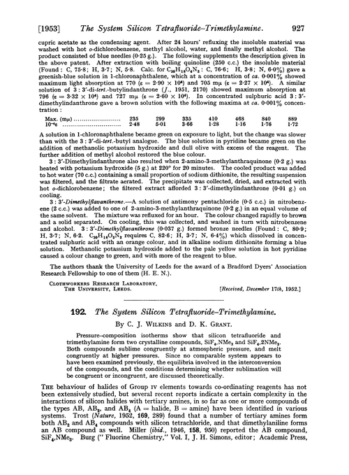 192. The system silicon tetrafluoride–trimethylamine