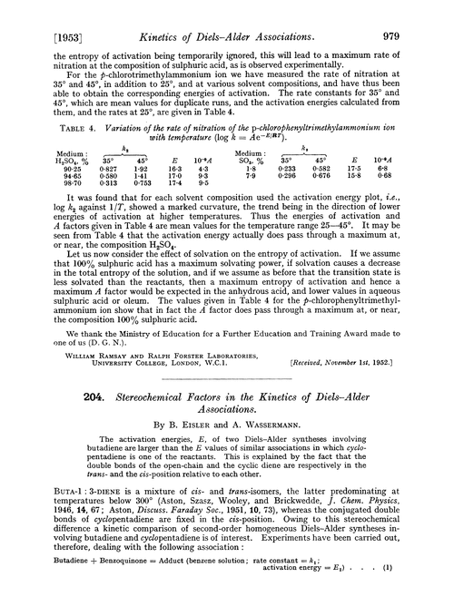 204. Stereochemical factors in the kinetics of Diels–Alder associations