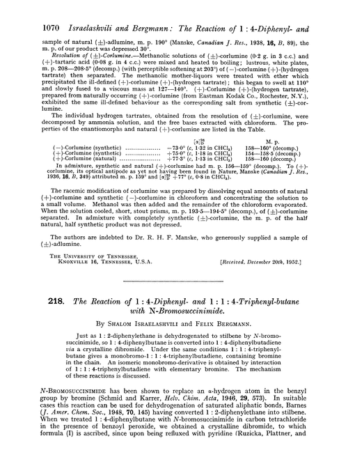 218. The reaction of 1 : 4-diphenyl- and 1 : 1 : 4-triphenyl-butane with N-bromosuccinimide