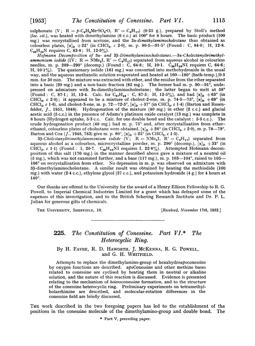 225. The constitution of conessine. Part VI. The heterocyclic ring