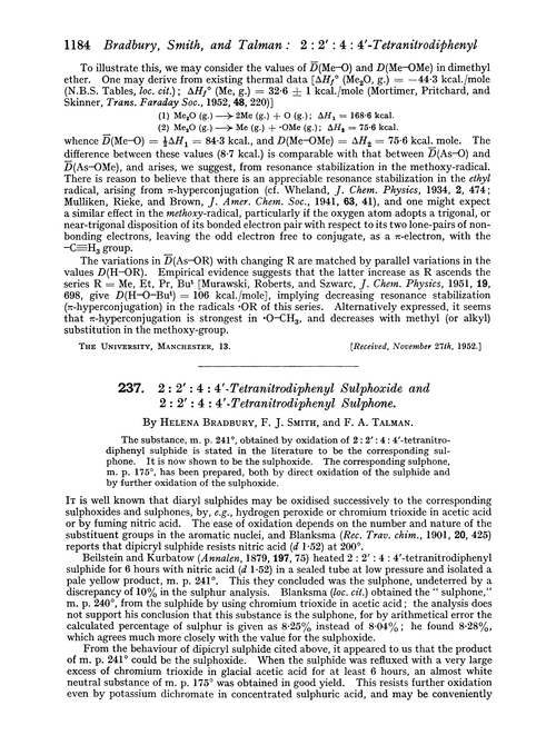 237. 2 : 2′ : 4 : 4′-Tetranitrodiphenyl sulphoxide and 2 : 2′ : 4 : 4′-tetranitrodiphenyl sulphone
