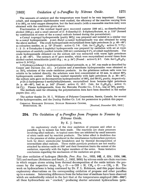 254. The oxidation of n-paraffins from propane to nonane by nitrous oxide