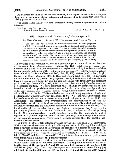 257. Geometrical isomerism of azo-compounds