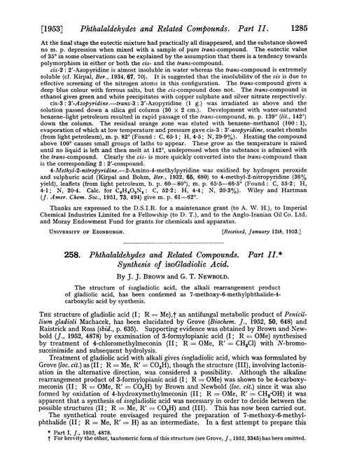 258. Phthalaldehydes and related compounds. Part II. Synthesis of isogladiolic acid