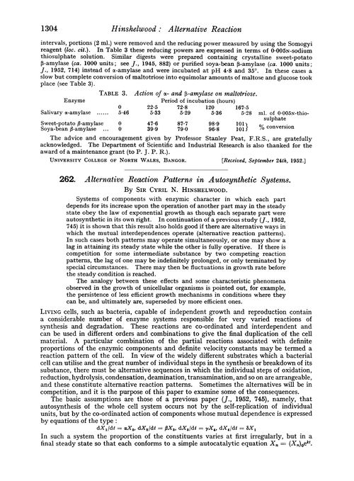 262. Alternative reaction patterns in autosynthetic systems