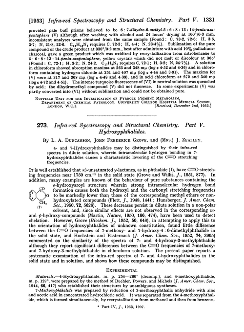 273. Infra-red spectroscopy and structural chemistry. Part V. Hydroxyphthalides