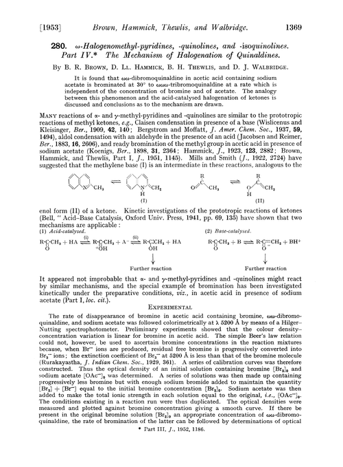 280. ω-Halogenomethyl-pyridines, -quinolines, and -isoquinolines. Part IV. The mechanism of halogenation of quinaldines
