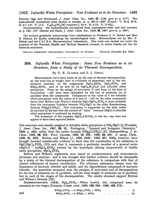 304. Infusible white precipitate: some new evidence as to its structure, from a study of its thermal decomposition