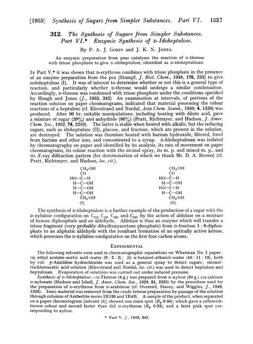 312. The synthesis of sugars from simpler substances. Part VI. Enzymic synthesis of D-idoheptulose
