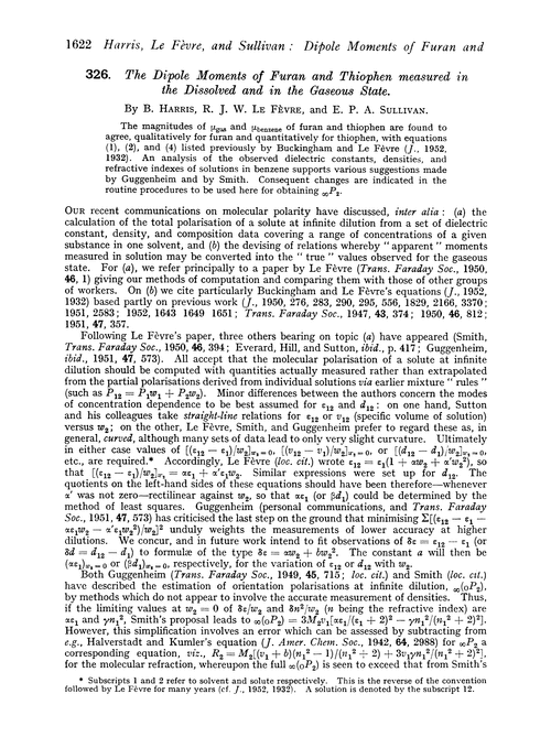326. The dipole moments of furan and thiophen measured in the dissolved and in the gaseous state