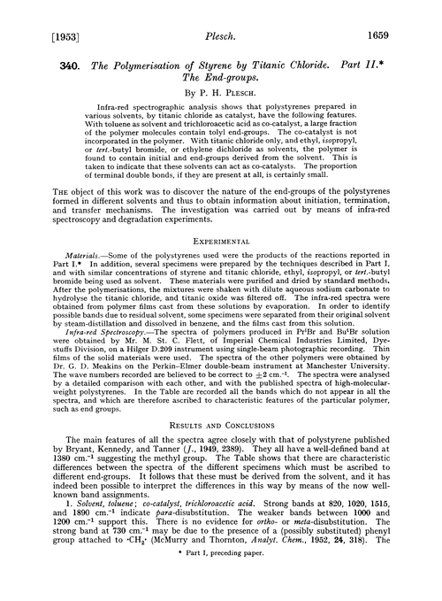 340. The polymerisation of styrene by titanic chloride. Part II. The end-groups