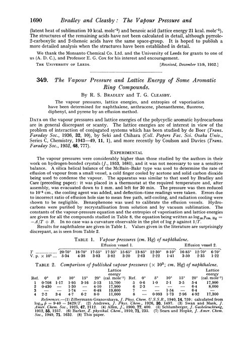 349. The vapour pressure and lattice energy of some aromatic ring compounds