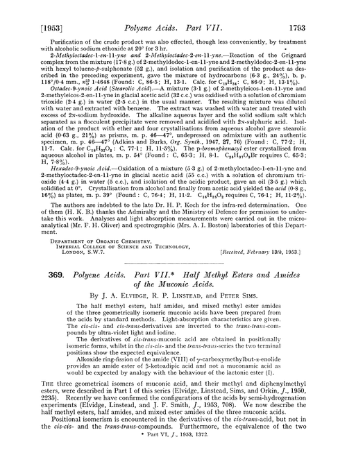 369. Polyene acids. Part VII. Half methyl esters and amides of the muconic acids