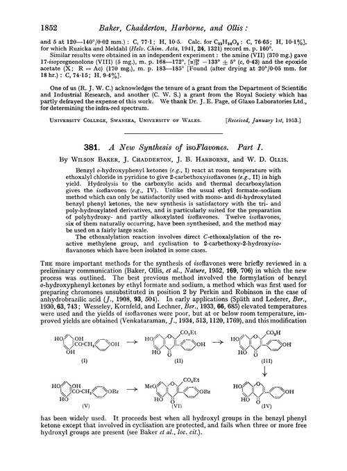 381. A new synthesis of isoflavones. Part I