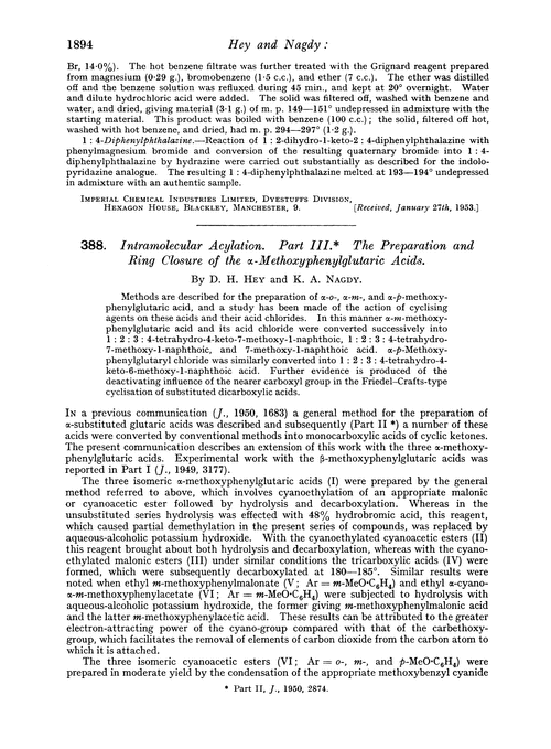 388. Intramolecular acylation. Part III. The preparation and ring closure of the α-methoxyphenylglutaric acids