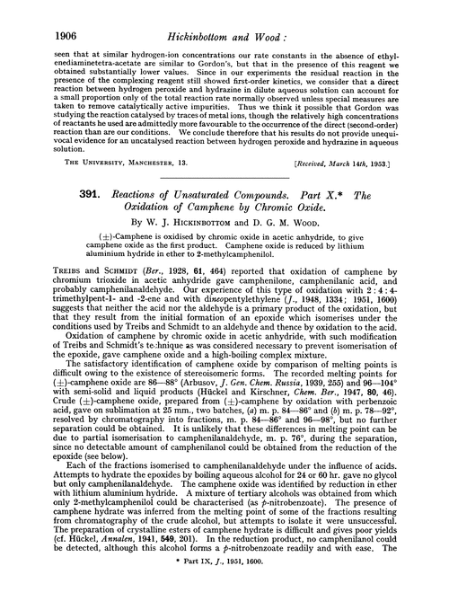 391. Reactions of unsaturated compounds. Part X. The oxidation of camphene by chromic oxide