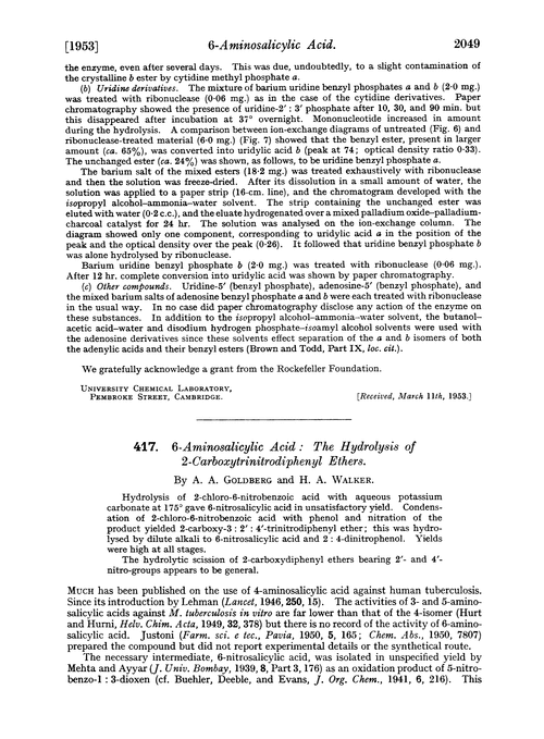 417. 6-Aminosalicylic acid: the hydrolysis of 2-carboxytrinitrodiphenyl ethers