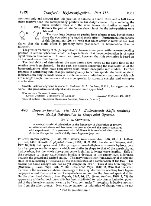 420. Hyperconjugation. Part III. Bathochromic shifts resulting from methyl substitution in conjugated systems