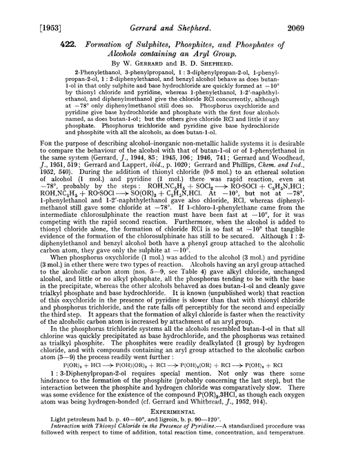 422. Formation of sulphites, phosphites, and phosphates of alcohols containing an aryl group